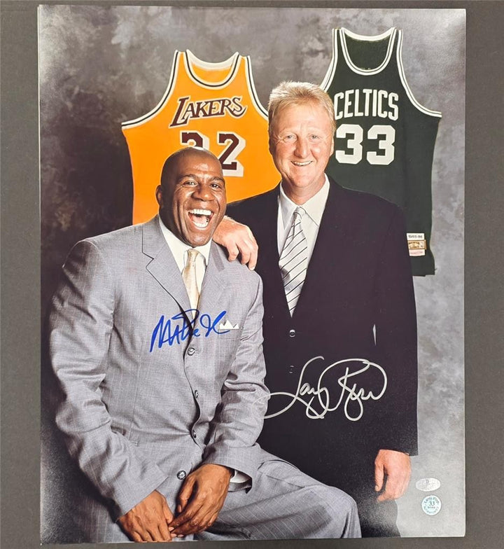 Magic Johnson & Larry Bird signed 16x20 photo autograph ~ Beckett BAS Holo