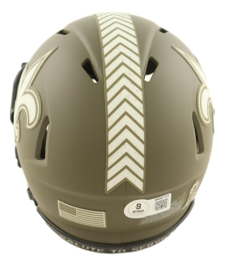 Drew Brees Signed New Orleans Saints Salute To Service Mini Speed Helmet BAS