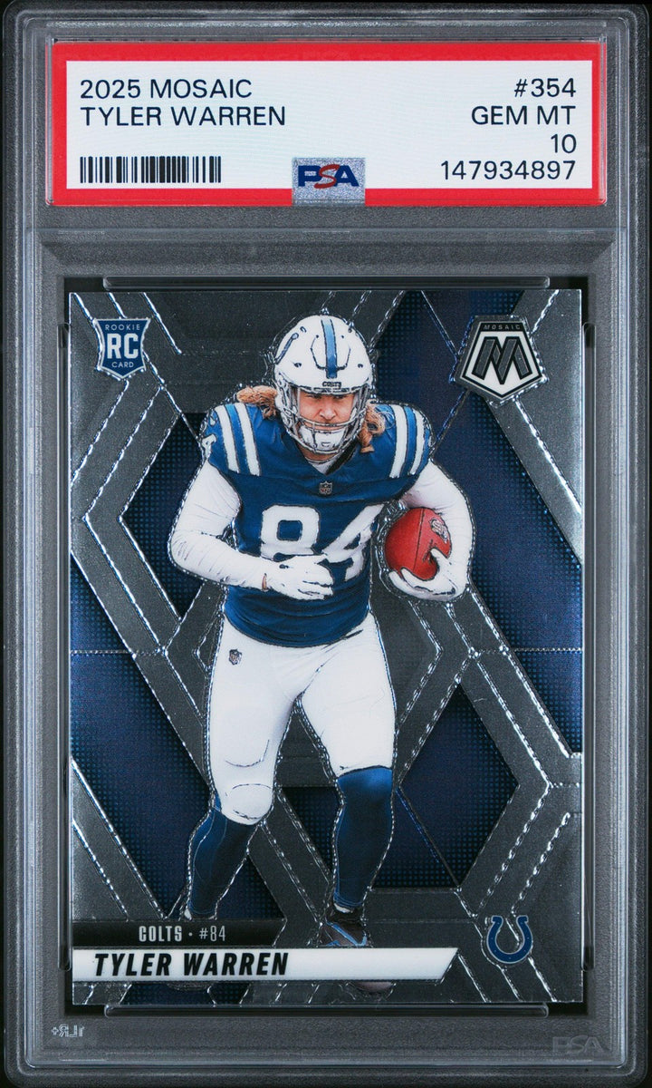 Graded 2025 Panini Mosaic Tyler Warren #354 Rookie RC Football Card PSA 10
