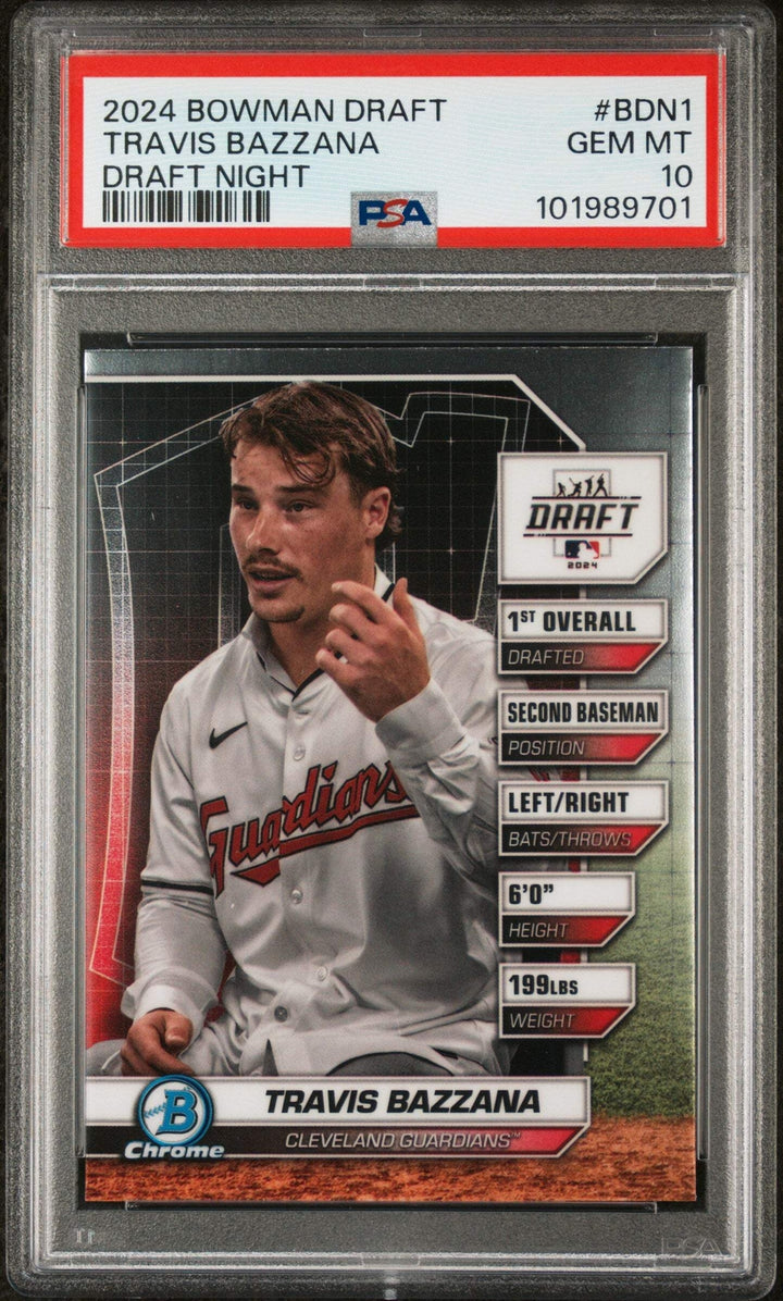 Graded 2024 Bowman Draft Travis Bazzana #BDN1 Draft Night Baseball Card PSA 10