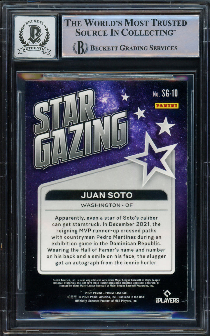Juan Soto Auto 2022 Prizm Star Grazing Card SG-10 Mets Sig 10 Beckett #16544611