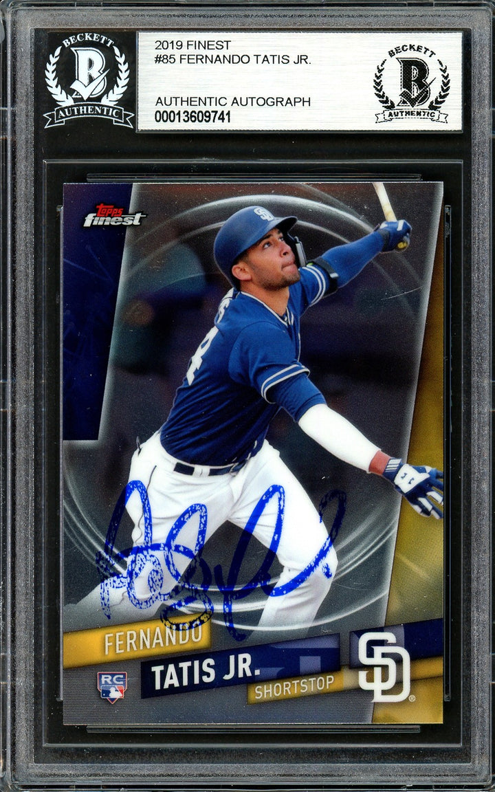 Fernando Tatis Jr. Auto Signed 2019 Topps Finest RC 85 Padres (Bubbling) Beckett