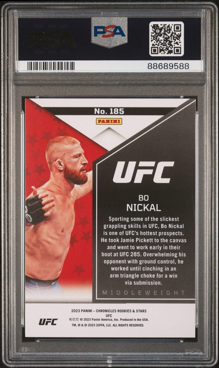 Graded 2023 Panini Chronicles UFC Bo Nickal #185 Rookie RC UFC MMA Card PSA 10