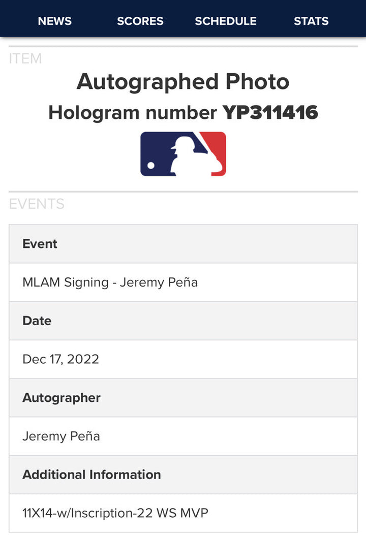 Jeremy Pena Astros Signed 11x14 Photo Framed 2022 WS MVP Auto Le /13 Mlb COA