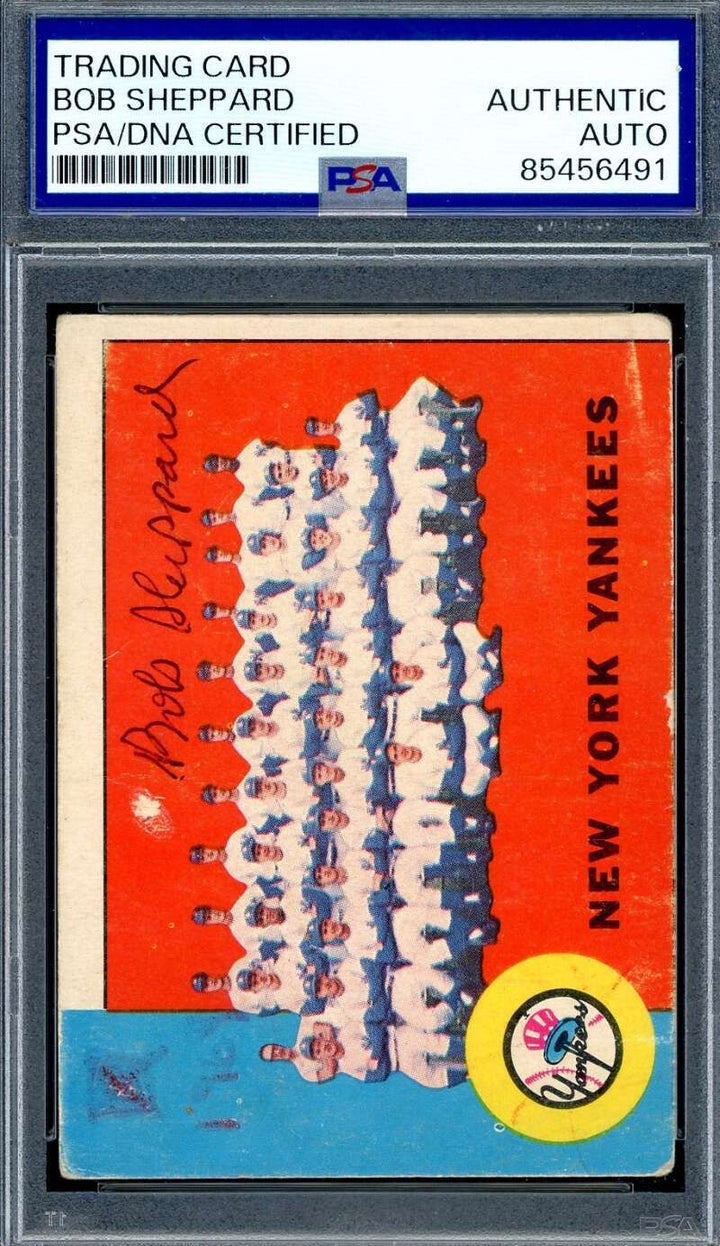 Bob Sheppard PSA DNA Vintage Signed 1963 Topps Team Autograph