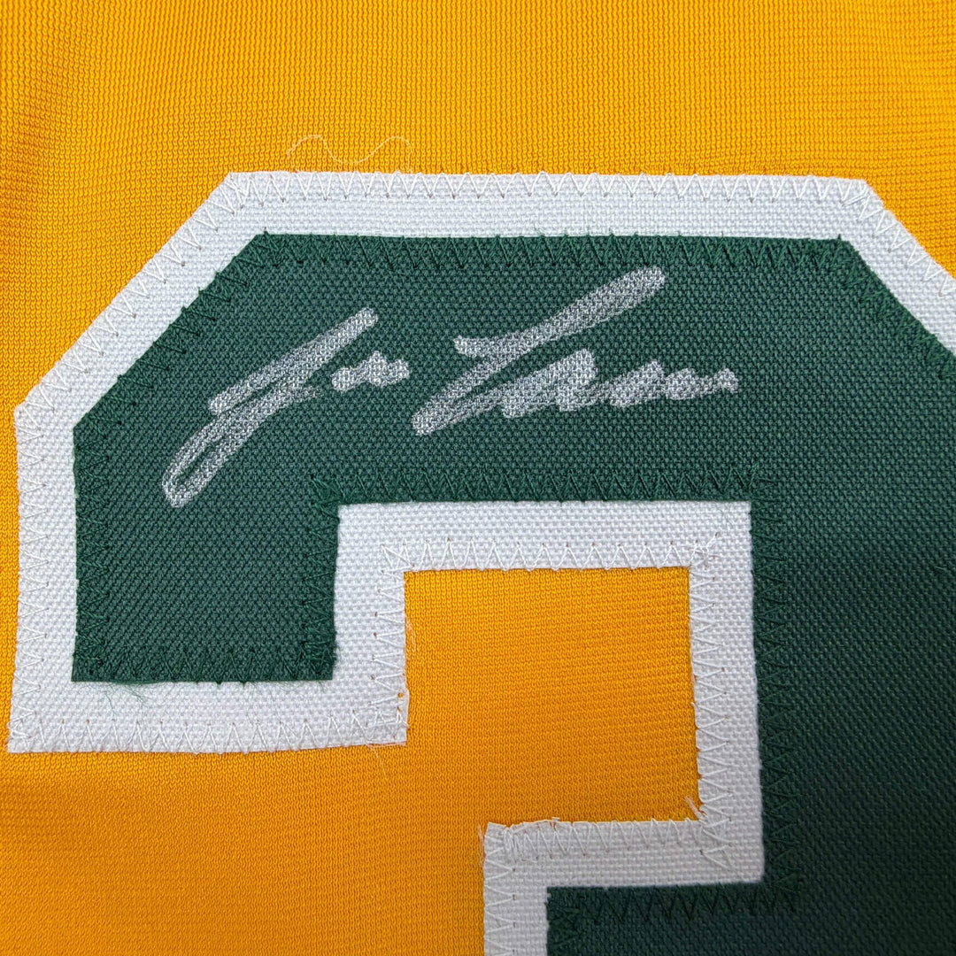 Autographed/Signed JOSE CANSECO Oakland Yellow Baseball Jersey JSA COA Auto