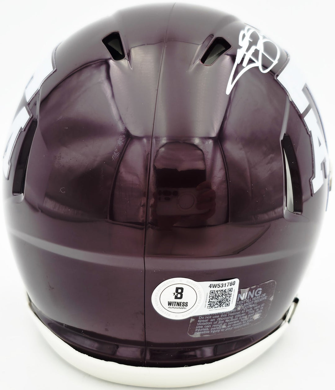 Johnny Manziel Auto Texas A&M Aggies Maroon Speed Mini Helmet "12 HT" Beckett