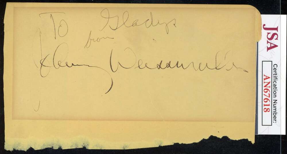 Johnny Weissmuller JSA Coa Signed Vintage Album Page Autograph