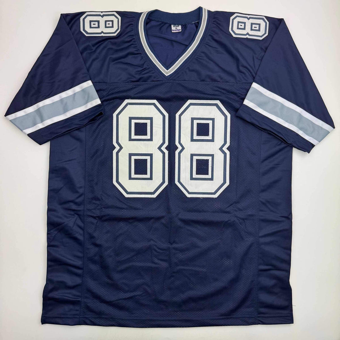 Autographed/Signed Dez Bryant Dallas Blue Football Jersey Beckett BAS COA