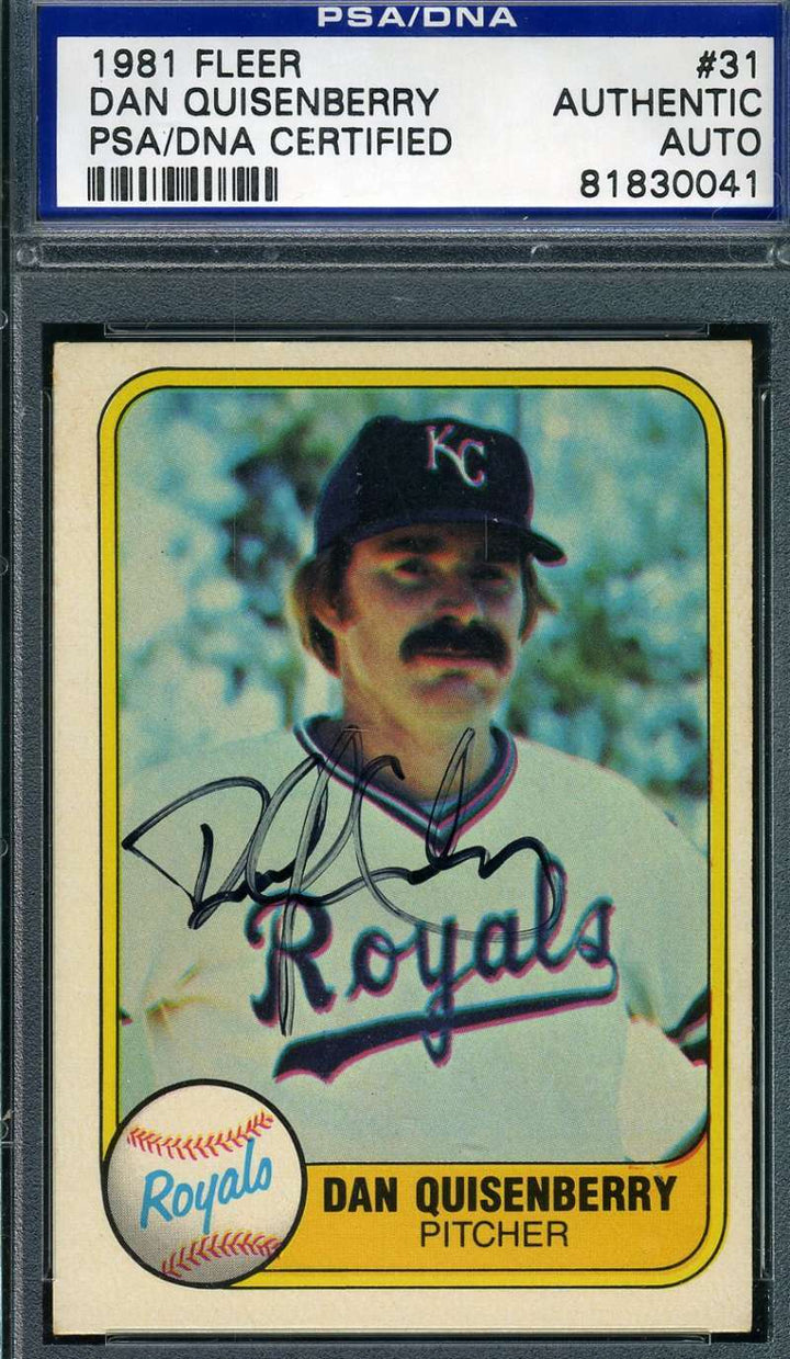 Dan Quisenberry Psa Dna Coa Autograph 1981 Fleer Authentic Hand Signed