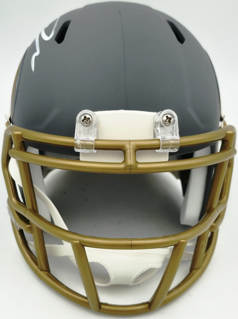 Jordan Addison Signed Vikings Slate Silver Speed Mini Helmet (In White) Beckett