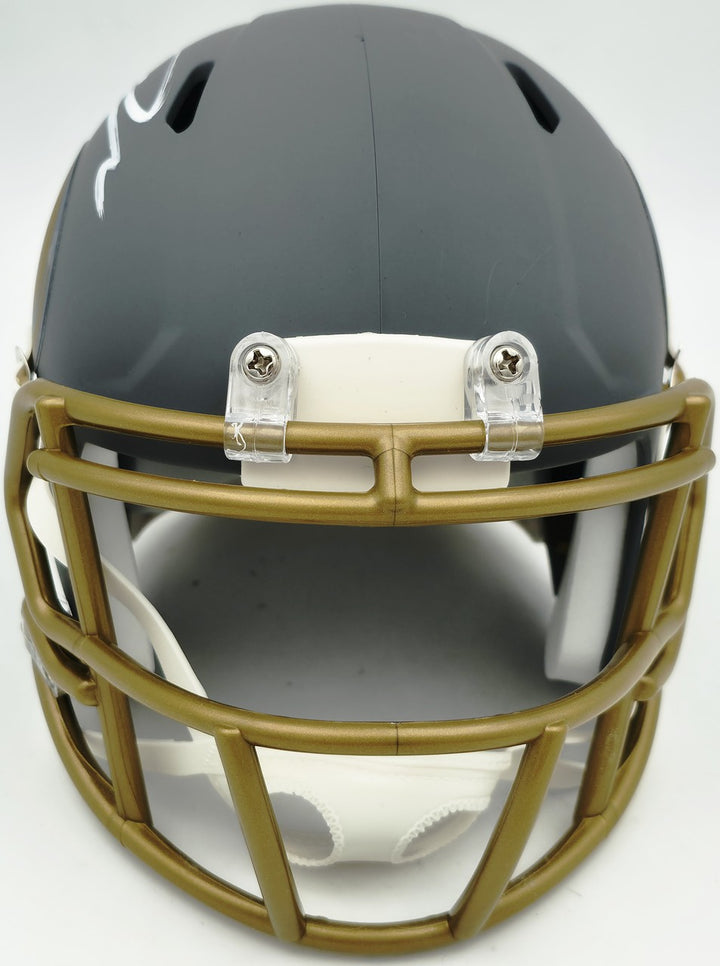 Jordan Addison Signed Vikings Slate Silver Speed Mini Helmet (In White) Beckett