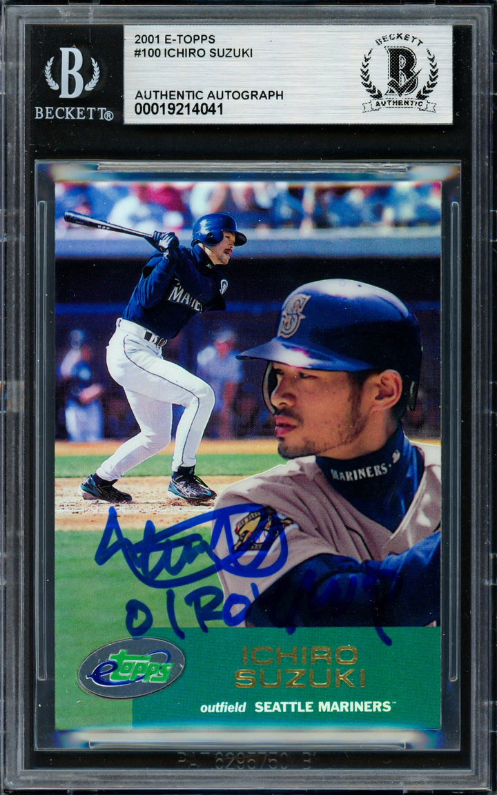 Ichiro Suzuki Signed 2001 eTopps RC 100 Seattle Mariners "01 ROY/MVP" Beckett