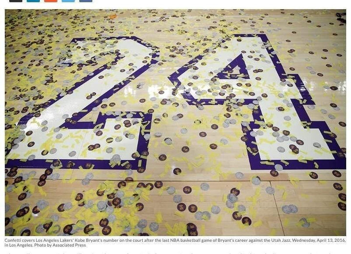 Kobe Bryant Lakers Game Used Ticket, Floor & Last Game Confetti Framed #D/50 COA