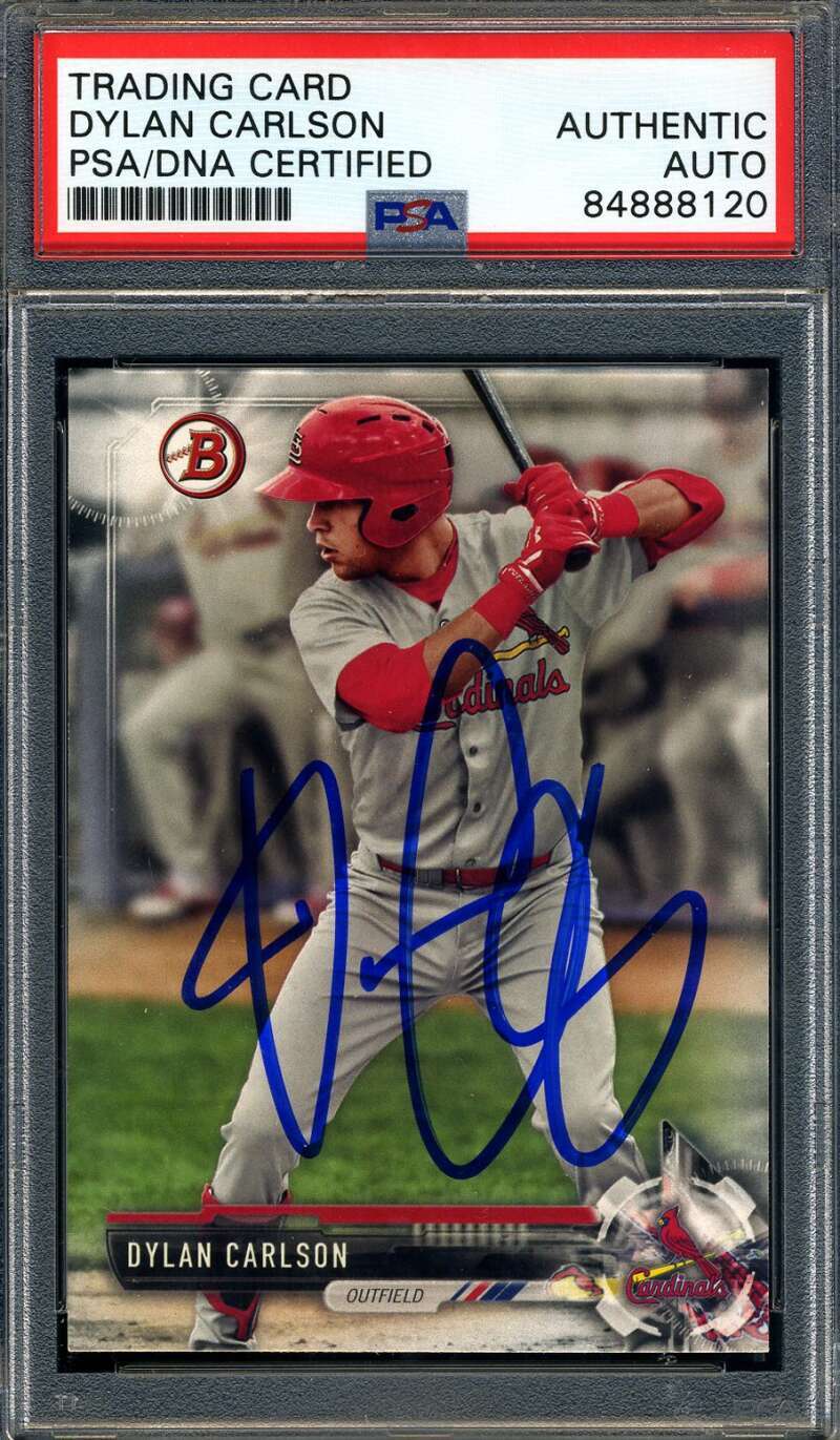 Dylan Carlson PSA DNA Signed 2017 Bowman Rookie Autograph