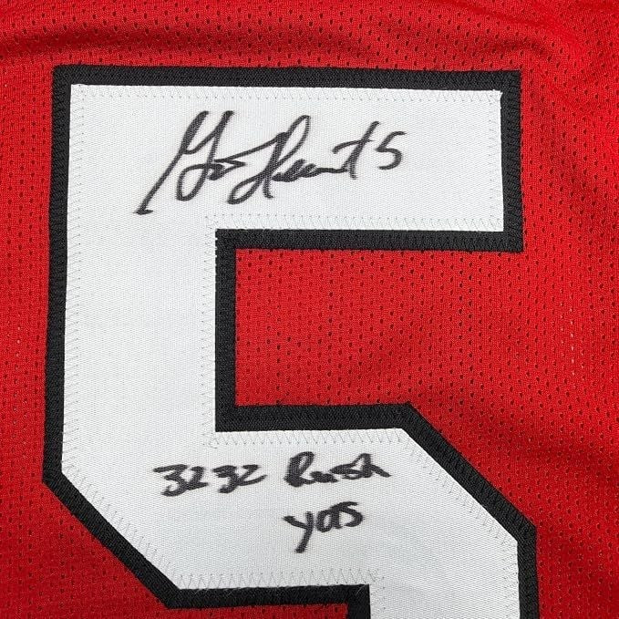Framed Autographed Garrison Hearst 35x39 3232 Yards Georgia Red Jersey COA