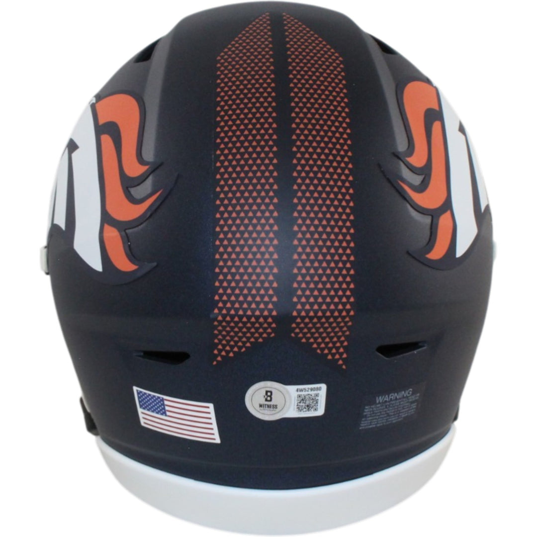 John Elway Autographed Denver Broncos Mid-Size Midi Helmet Beckett Witness 55226