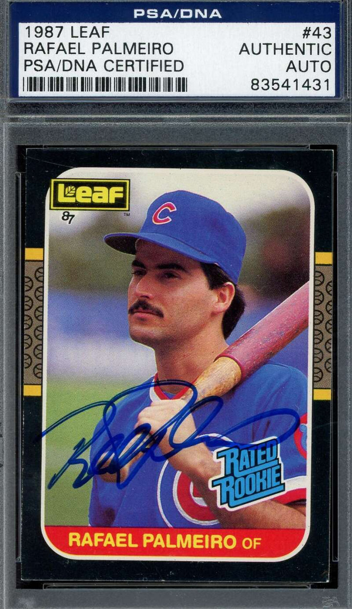 Rafael Palmeiro PSA DNA Signed 1987 Donruss Leaf Rookie Autograph