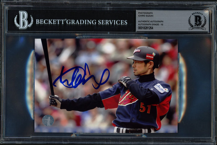 Ichiro Suzuki Autographed Signed 4x6 Photo WBC Team Japan Auto GM 10 Beckett