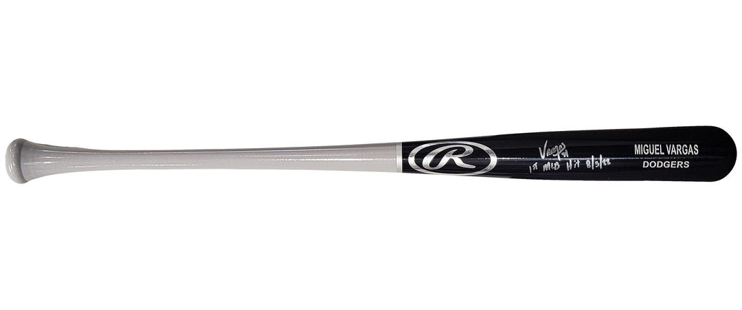Miguel Vargas Auto Black Rawlings Game Model Bat Dodgers 1st MLB Hit BAS