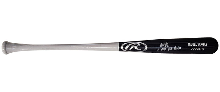 Miguel Vargas Auto Black Rawlings Game Model Bat Dodgers 1st MLB Hit BAS
