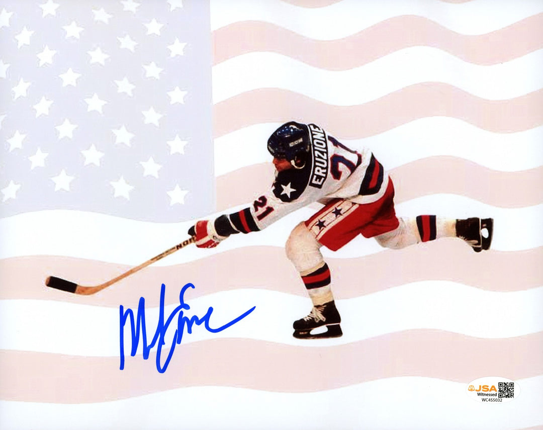 Mike Eruzione Signed 8x10 Photo 1980 Team USA Miracle on Ice JSA Witness