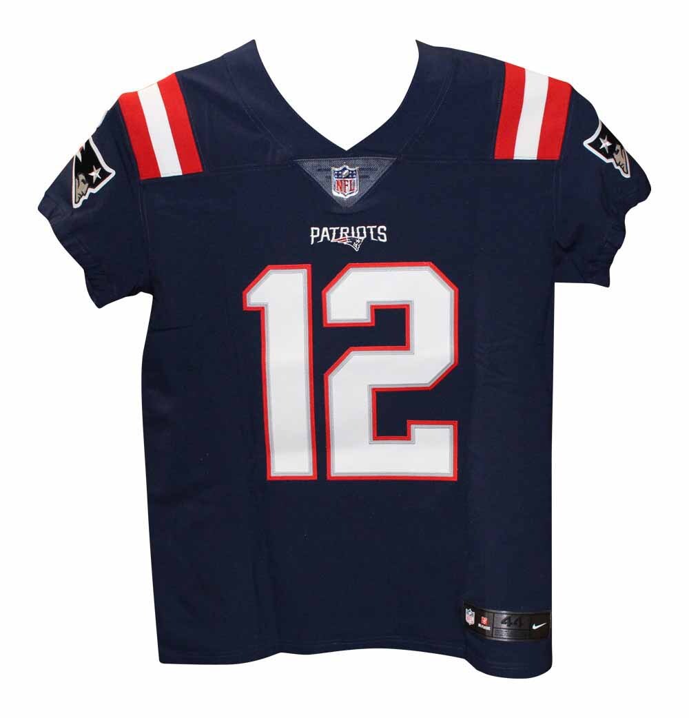 Tom Brady Autographed New England Patriots Elite Blue Jersey FAN 40092