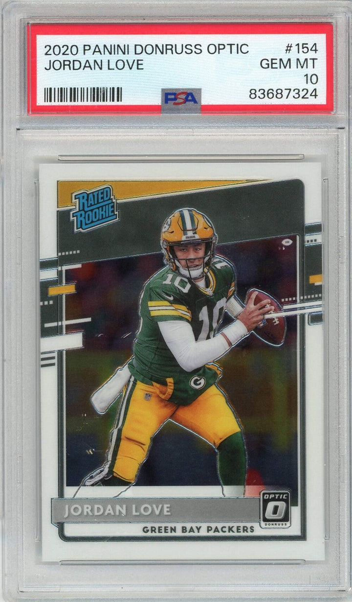 Graded 2020 Panini Donruss Optic Jordan Love #154 Rookie RC Football Card PSA 10