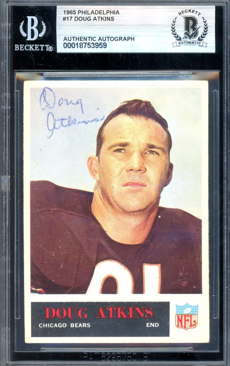 Doug Atkins Beckett BAS Vintage Signed 1965 Philadelphia Autograph Bears