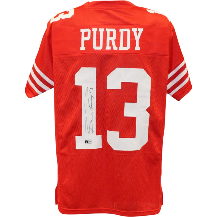 Brock Purdy Autographed/Signed Pro Style Red Sz XL Jersey Beckett Witness 56921