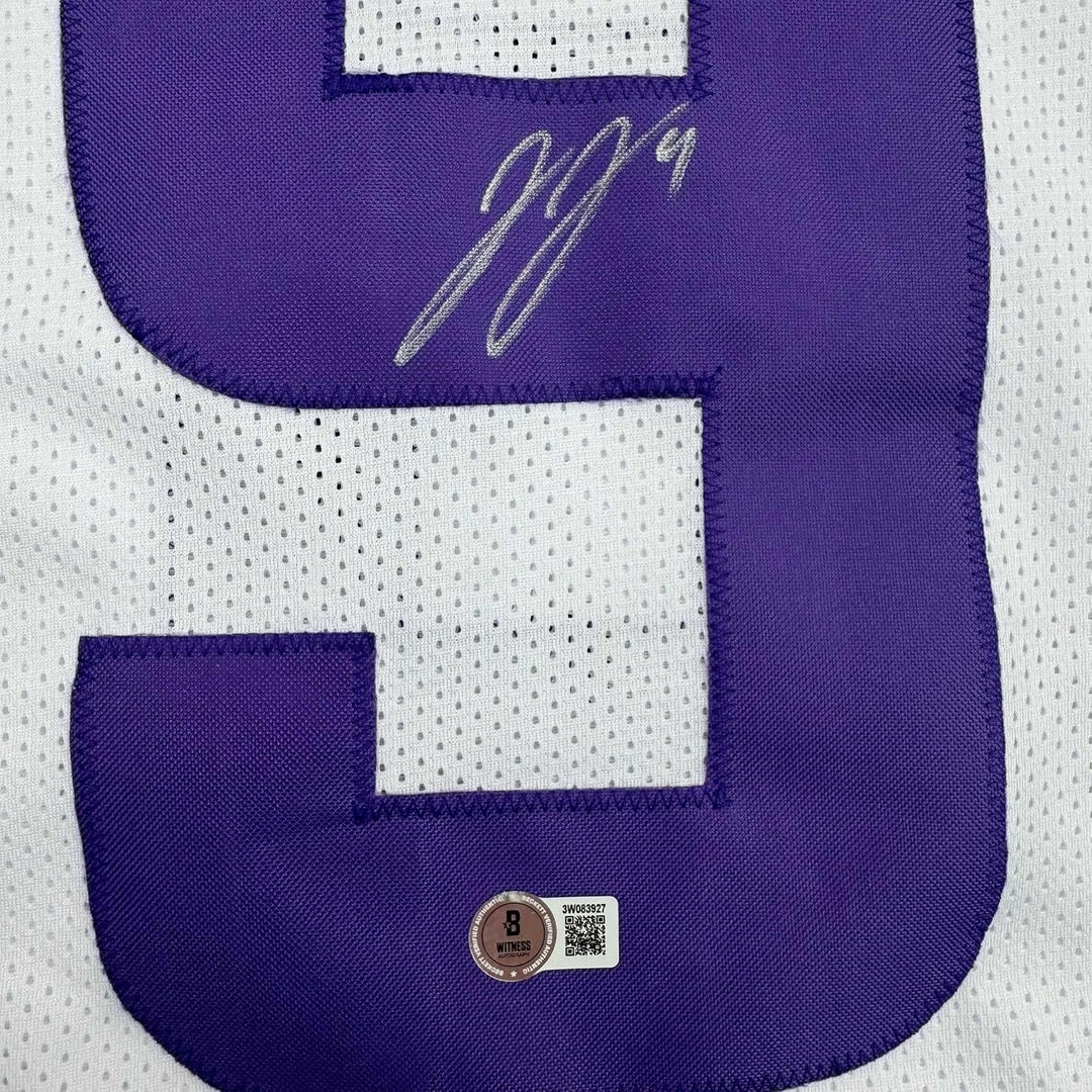 Framed Autographed/Signed J.J. JJ McCarthy 35x39 Minnesota White Jersey COA
