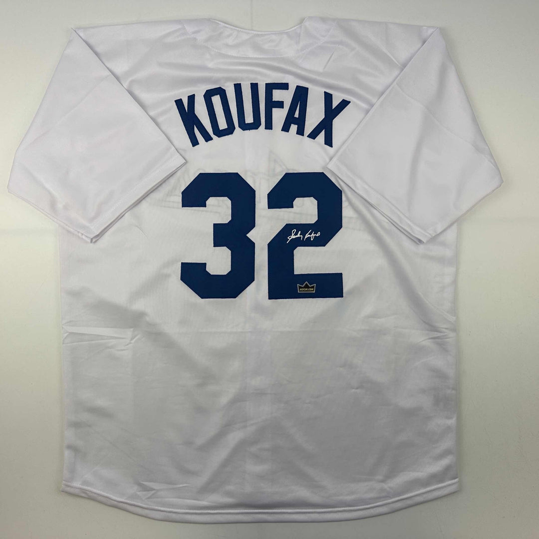 Facsimile Autographed Sandy Koufax Los Angeles LA White Reprint Auto Jersey XL