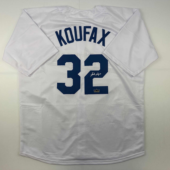 Facsimile Autographed Sandy Koufax Los Angeles LA White Reprint Auto Jersey XL