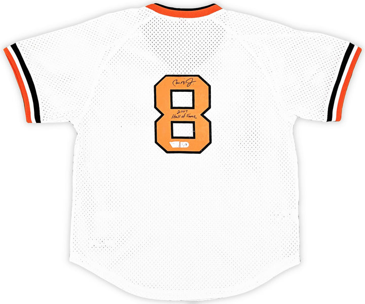 Orioles Cal Ripken Jr Auto White Mitchell Ness BP Jersey L HOF 2007 Fanatics