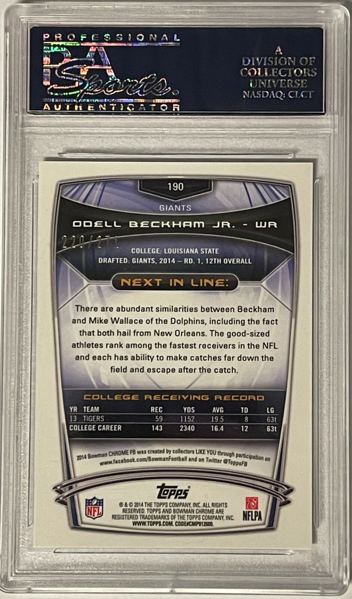 Odell Beckham, Jr. 2014 Bowman Chrome Pulsar Refractor Rookie Card- PSA Graded 9