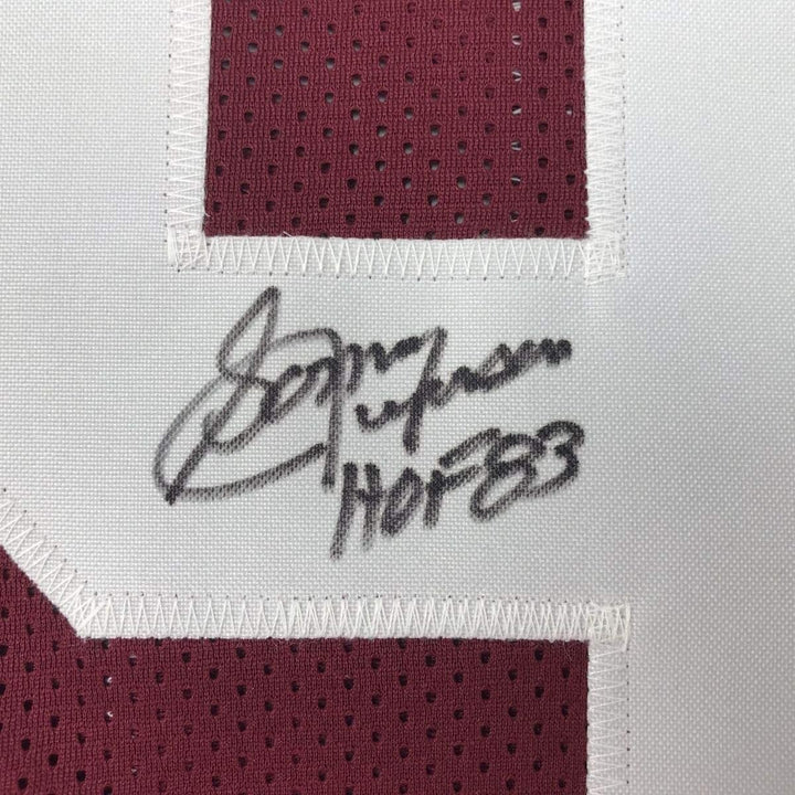 Framed Autographed Sonny Jurgensen HOF 83 35x39 Burgundy Jersey JSA COA