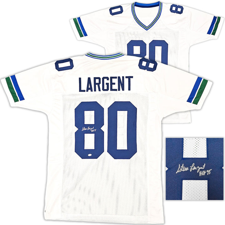 Seattle Seahawks Steve Largent Signed White Jersey "HOF 95" MCS Holo