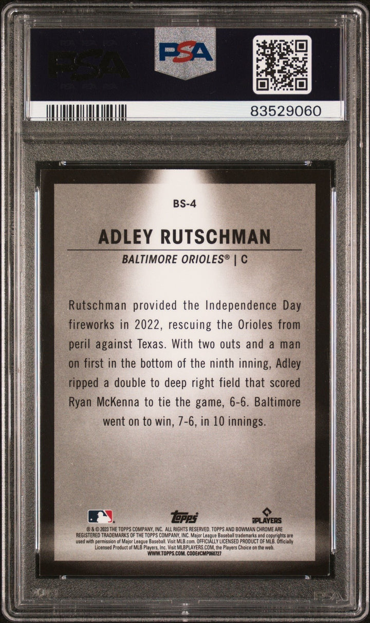 Graded 2023 Topps Bowman Adley Rutschman #BS4 Spotlights RC Card PSA 10