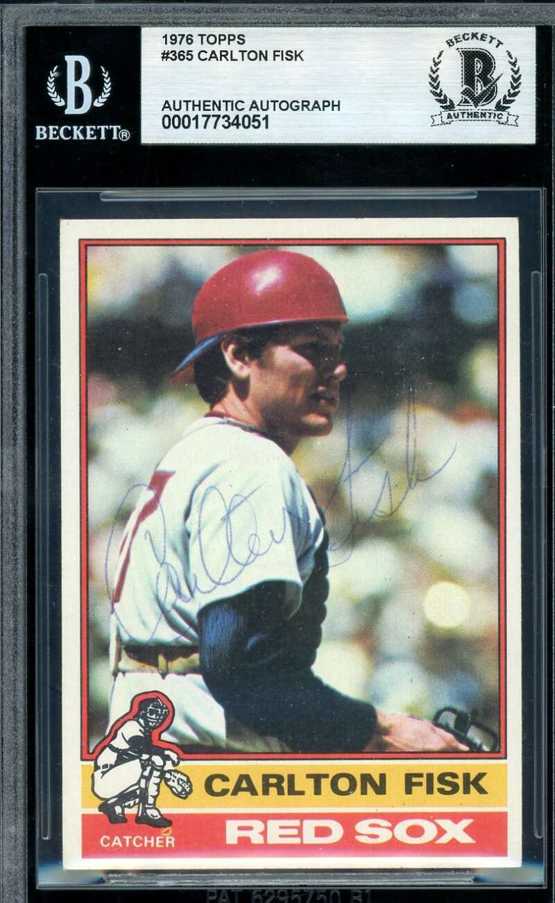 Carlton Fisk Beckett BAS Vintage Signed 1976 Topps Autograph