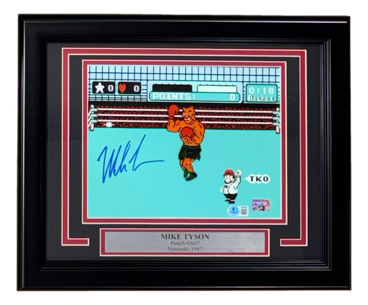 Mike Tyson Signed Framed 8x10 Punch Out Photo BAS