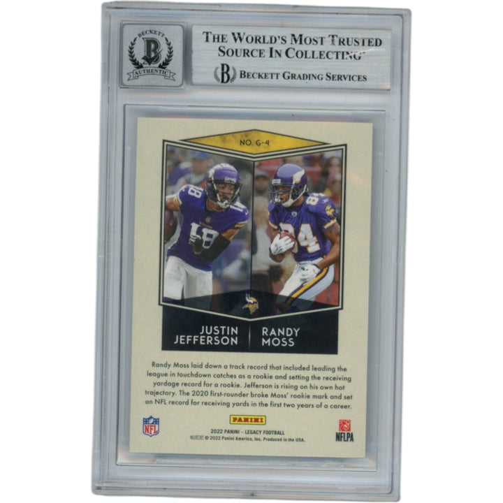 Randy Moss Justin Jefferson Signed 2022 Panini Legacy Trading Card Beckett 53706