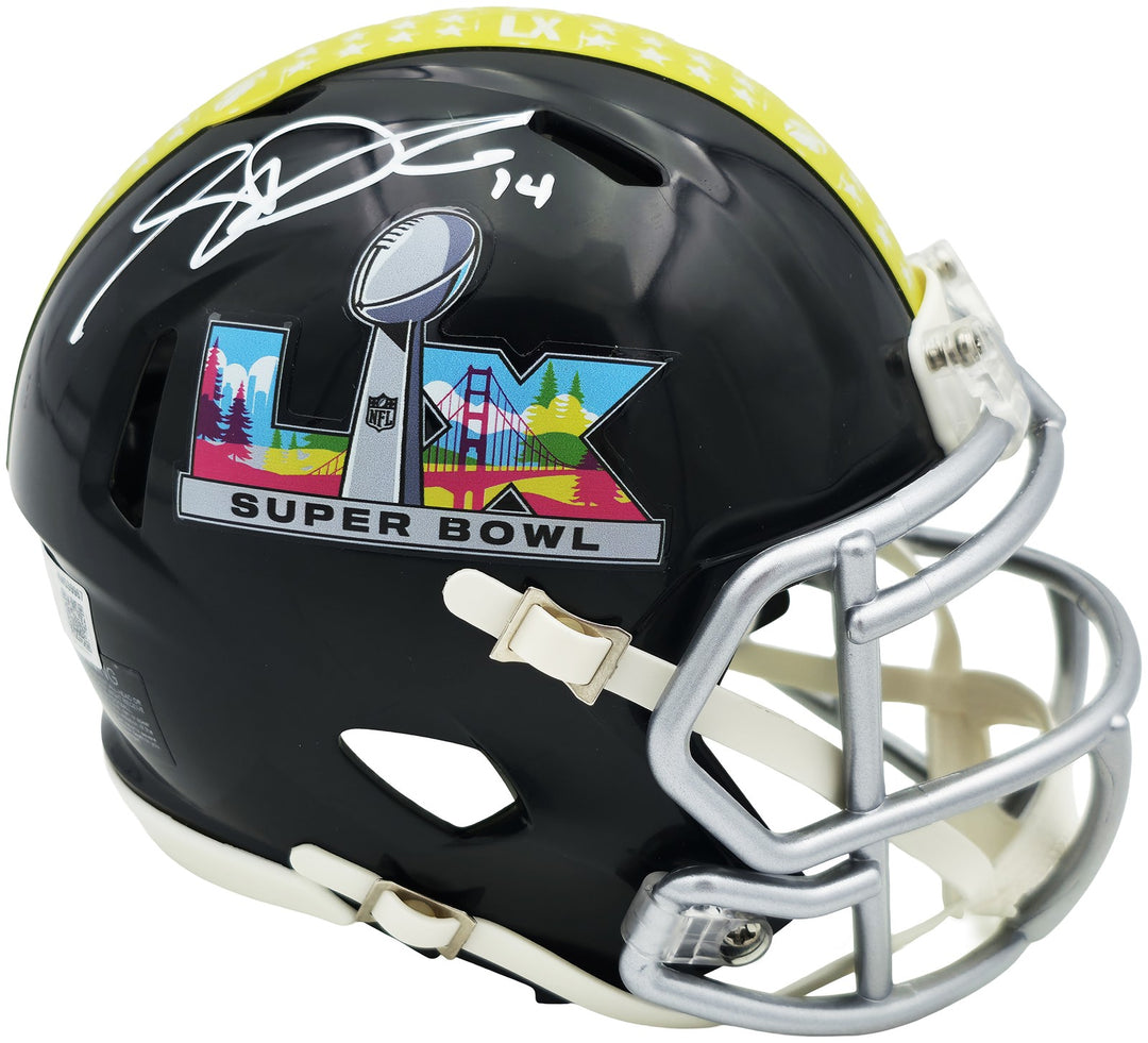 Sam Darnold Signed Seahawks Black SB LX Logo Speed Mini Helmet Beckett Witness