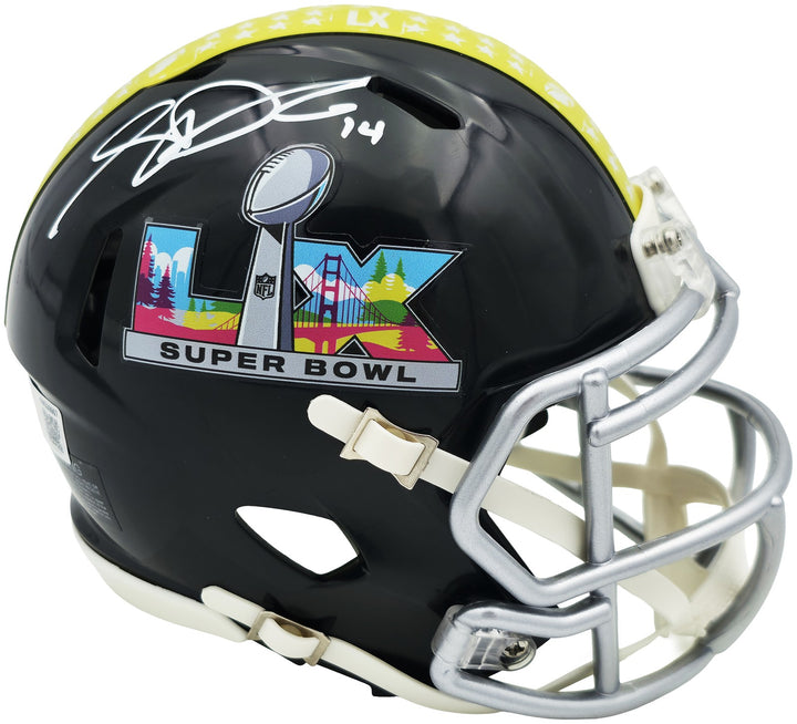 Sam Darnold Signed Seahawks Black SB LX Logo Speed Mini Helmet Beckett Witness