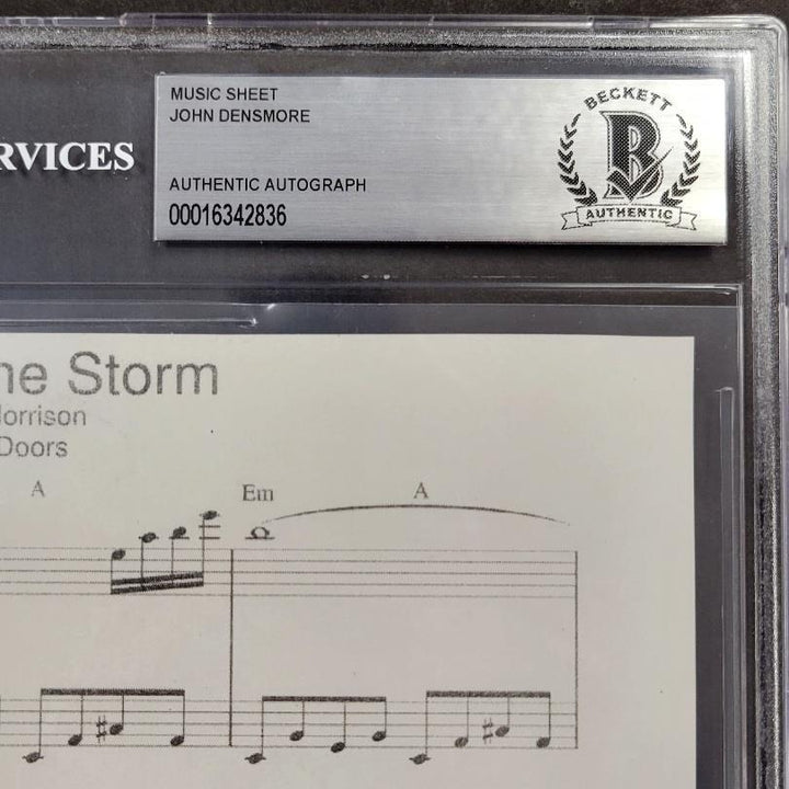 John Densmore signed Doors Riders of the Storm 8x10 Song Lyric Sheet Beckett BAS