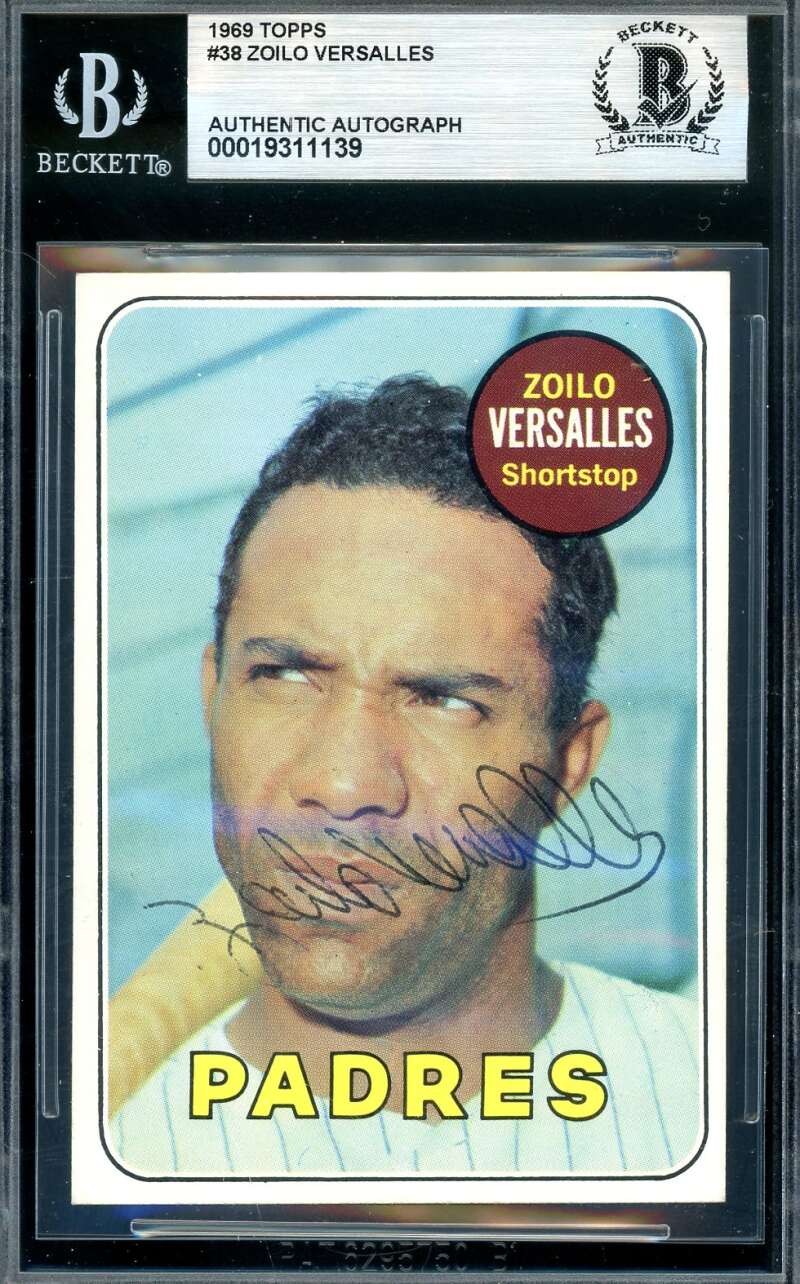 Zoilo Versalles Beckett BAS Vintage Signed 1969 Topps Autographed Padres