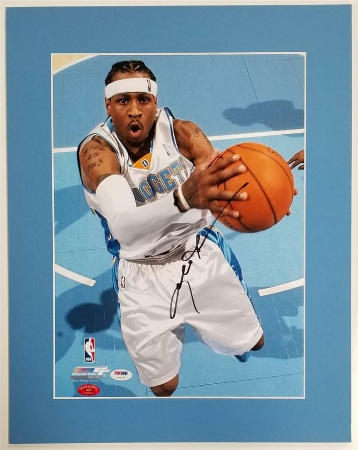Allen Iverson signed Matted 11x15 Photo Denver Nuggets Auto ~ PSA Sticker NO COA
