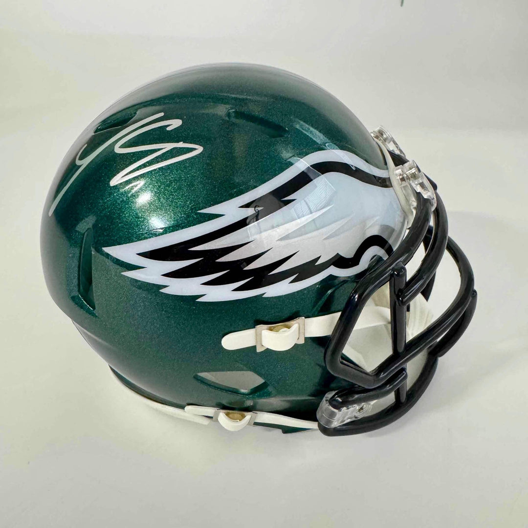 Autographed/Signed LeSean McCoy Philadelphia Eagles Mini Football Helmet JSA COA
