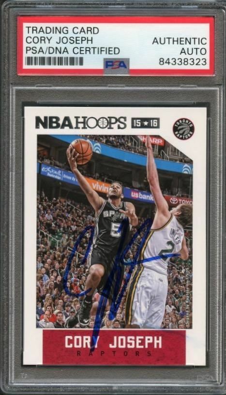 2015-16 NBA Hoops #207 Cory Joseph Signed Card AUTO PSA Slabbed Spurs