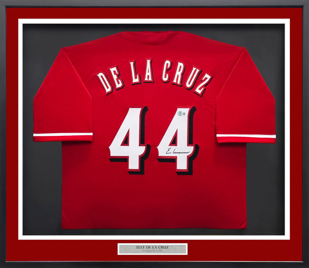 Cincinnati Reds Elly De La Cruz Signed Framed Red Jersey Beckett BAS QR