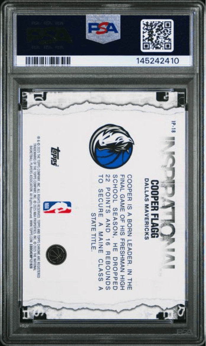 Graded 2025 Topps Chrome Cooper Flagg #IP18 Inspirational Card PSA 10